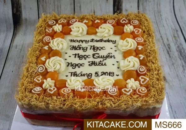 Bánh sinh nhật mặn Happy birthday Hồng Ngọc - Ngọc Huyền - Ngọc Hiếu MS0666