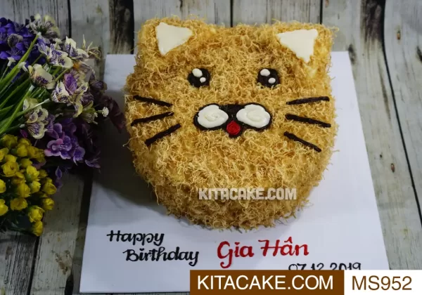 Bánh sinh nhật mặn tỉa hình mèo Happy birthday Gia Han MS952