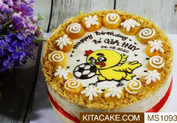 Bánh sinh nhật mặn vẽ hình gà con Happy birthday bé Gia Huy MS1093