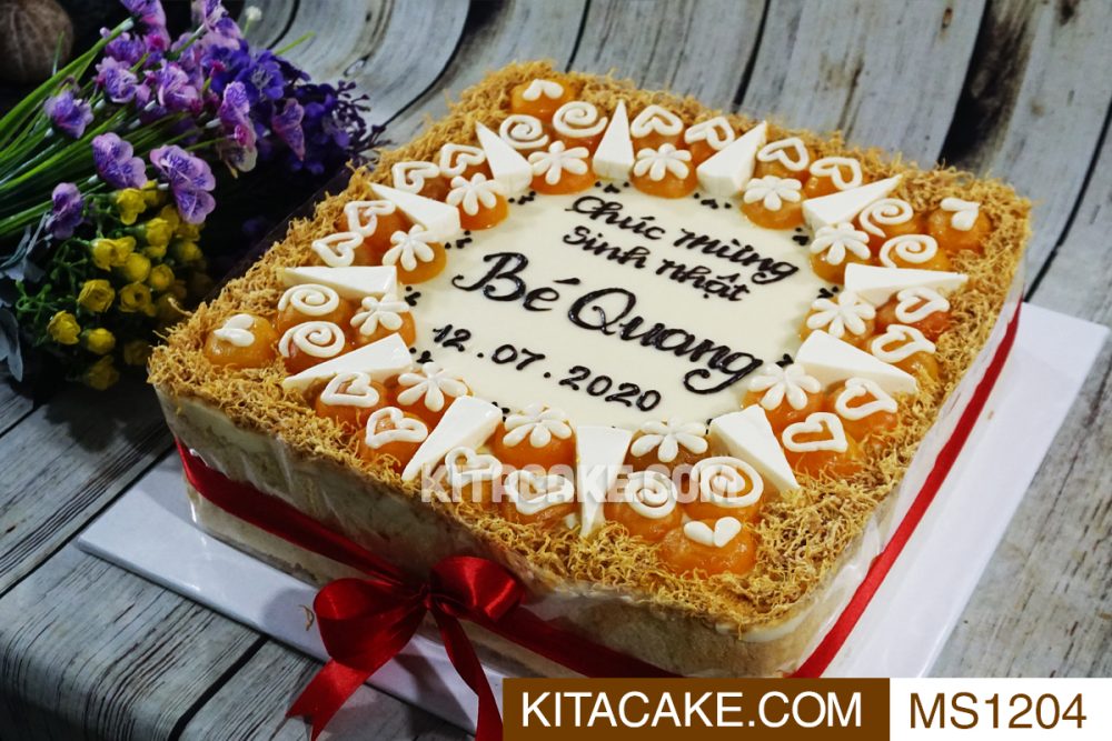 Bánh sinh nhật mặn hình vuông Chúc mừng sinh nhật bé Quang MS1204
