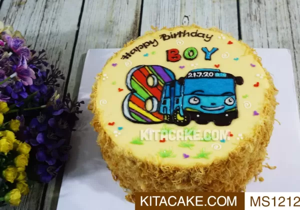 Bánh sinh nhật mặn vẽ hình xe Happy birthday Boy MS1212