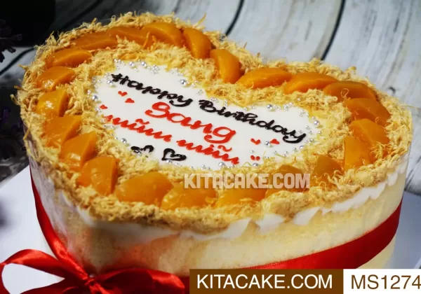 Bánh sinh nhật mặn hình tim - Happy birthday Sang mủm mỉm MS1274