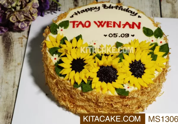 Bánh sinh nhật mặn tạo hình hoa hướng dương - Happy birthday Tao Wen An MS1306