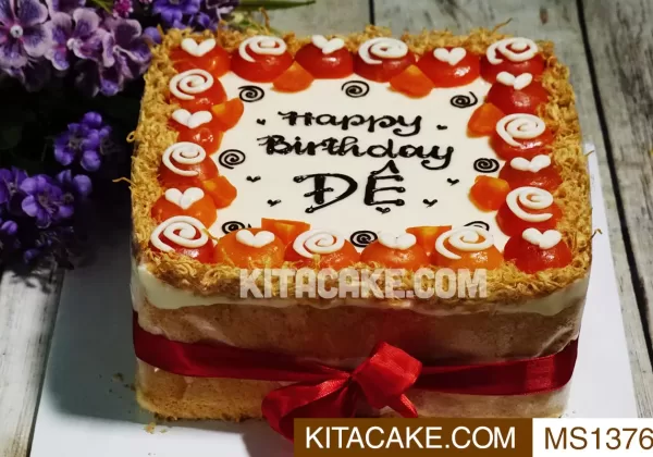 Bánh sinh nhật bông lan trứng muối vuông - Happy birthday Đệ MS1376