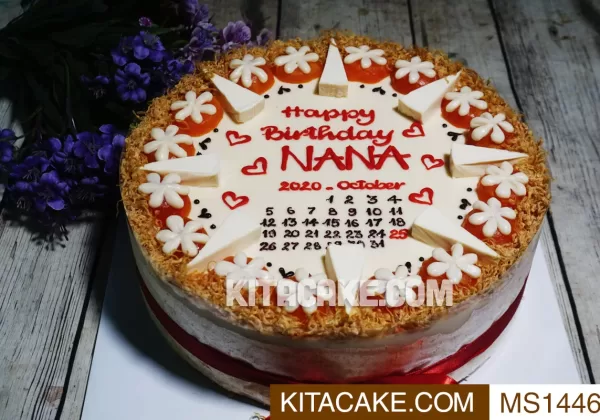 Bánh sinh nhật bông lan trứng muối mẫu lịch - Happy birthday NANA MS1446