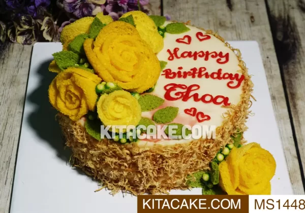 Bánh sinh nhật tạo hình bông lan - Happy birthday Thoa MS1448