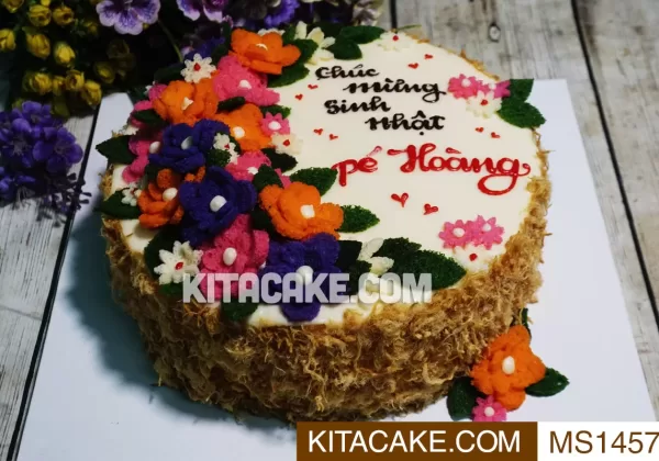 Bánh sinh nhật tạo hình bông lan - Chúc mừng sinh nhật Pé Hoàng MS1457