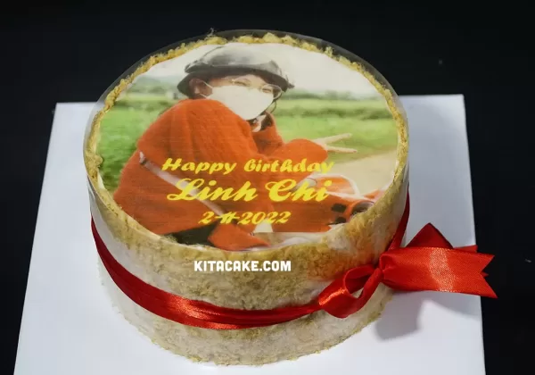Bánh sinh nhật in hình Happy birthday Linh Chi