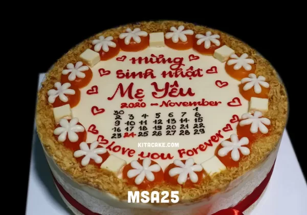 Bánh sinh nhật tặng mẹ mẫu lịch | Mừng sinh nhật mẹ yêu MSA25