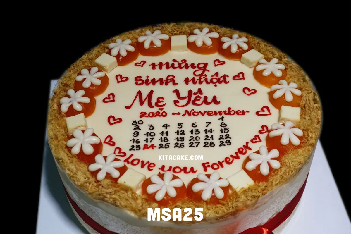 Bánh sinh nhật tặng mẹ mẫu lịch | Mừng sinh nhật mẹ yêu MSA25