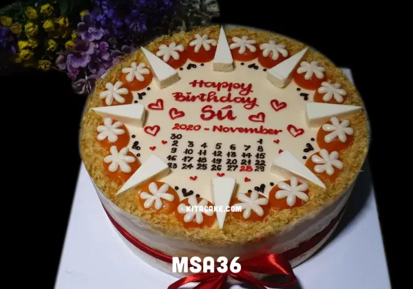 Bánh sinh nhật tặng bạn nữ mẫu lịch size 25cm | Happy birthday Sú MSA36