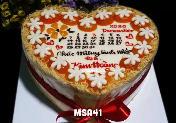 Bánh sinh nhật trái tim mẫu lịch tặng bác sĩ size 20cm | Chúc mừng sinh nhật bác sĩ Kim Hoàng MSA41