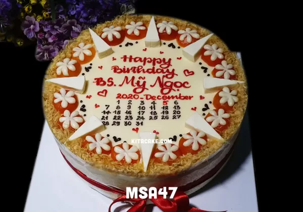 Bánh sinh nhật tặng bác sĩ size 20cm mẫu lịch | Happy birthday Bs Mỹ Ngọc MSA47