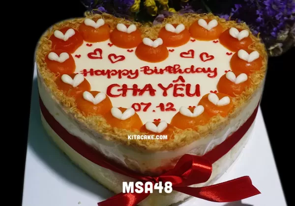 Bánh sinh nhật tặng cha size 20cm tim | Happy birthday Cha yêu MSA48