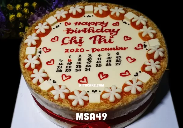Bánh sinh nhật tặng chị size 30cm mẫu lịch | Happy birthday chị Thi MSA49