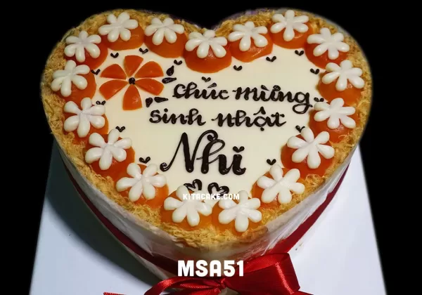 Bánh sinh nhật tặng bạn nữ mẫu tim 25cm | Chúc mừng sinh nhật Nhi MSA51