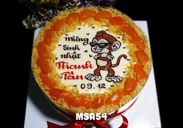 Bánh sinh nhật vẽ hình tặng bạn tuổi thân (khỉ) | Mừng sinh nhật Thanh Tân MSA54