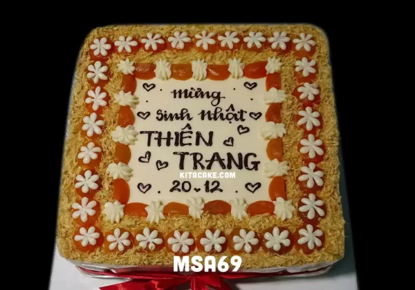 Bánh sinh nhật vuông size 30cm x 30cm | Mùng sinh nhật Thiên & Trang MSA69