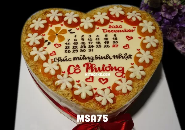 Bánh sinh nhật tặng cô mẫu lịch size 20cm | Chúc mừng sinh nhật cô Phương MSA75