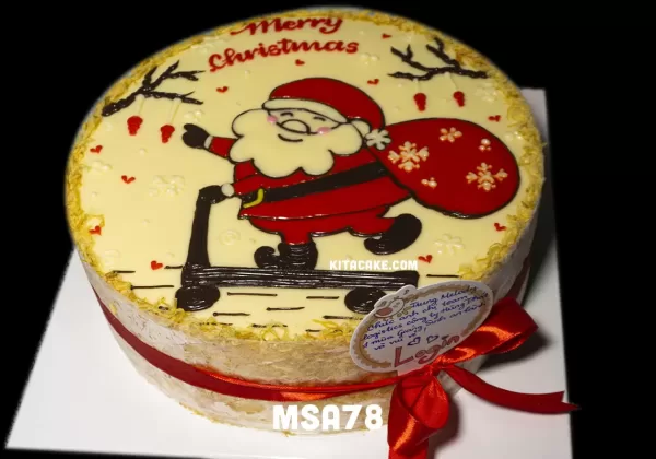 Bánh Giáng Sinh vẽ hình ông già Noel size 25cm | Merry Christmas MSA78