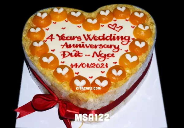 Bánh kem kỷ niệm ngày cưới hình trái tim MSA122