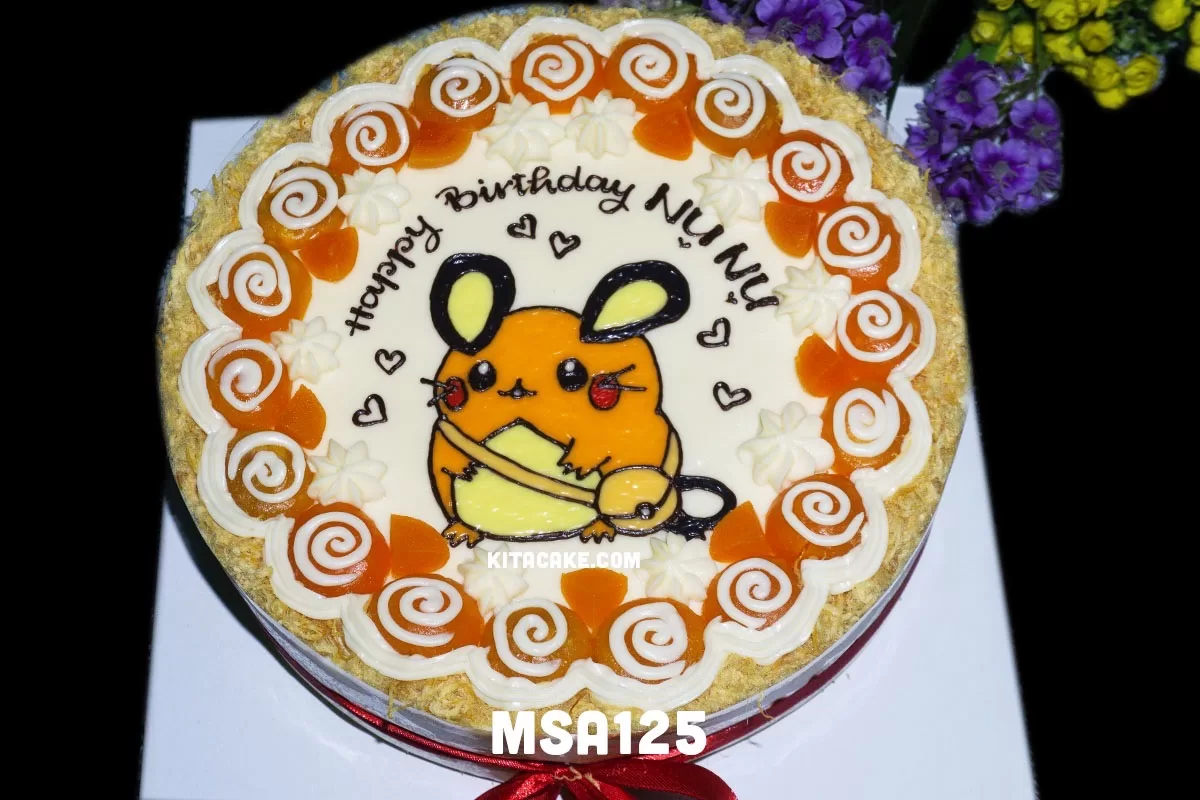 Bánh sinh nhật vẽ hình chuột dành cho bé gái MSA125