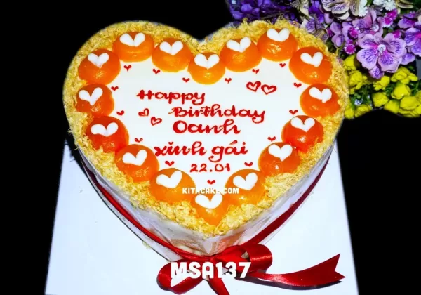 Bánh bông lan trứng muối sinh nhật hình tim tặng bạn nữ MSA137