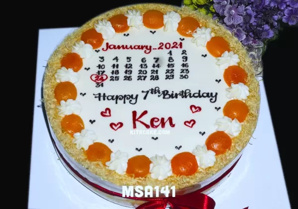 Bánh sinh nhật mẫu lịch cho bé 7 tuổi MSA141